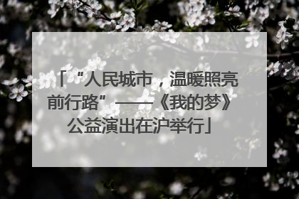 “人民城市，温暖照亮前行路”——《我的梦》公益演出在沪举行