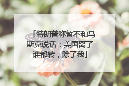特朗普称暂不和马斯克说话：美国离了谁都转，除了我