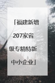 福建新增207家省级专精特新中小企业
