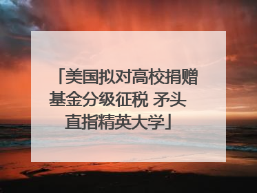 美国拟对高校捐赠基金分级征税 矛头直指精英大学