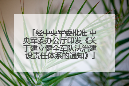 经中央军委批准 中央军委办公厅印发《关于建立健全军队法治建设责任体系的通知》