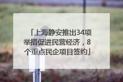 上海静安推出34项举措促进民营经济，8个重点民企项目签约