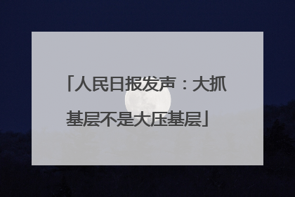 人民日报发声：大抓基层不是大压基层