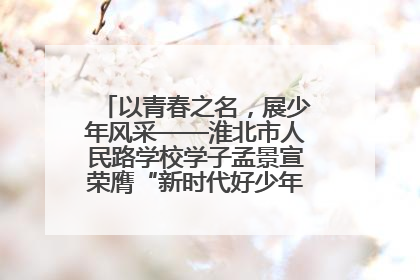 以青春之名，展少年风采——淮北市人民路学校学子孟景宣荣膺“新时代好少年”荣誉称号