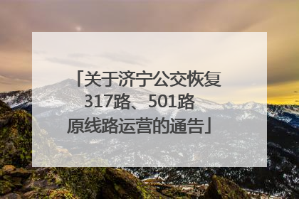 关于济宁公交恢复317路、501路原线路运营的通告