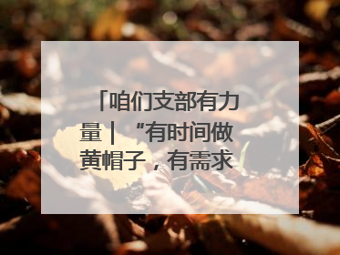 咱们支部有力量｜“有时间做黄帽子，有需求找黄帽子”