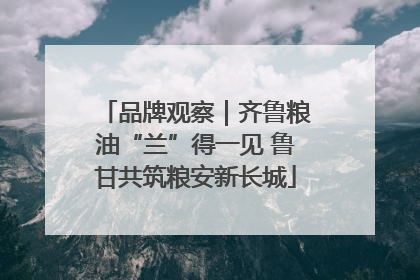 品牌观察｜齐鲁粮油“兰”得一见 鲁甘共筑粮安新长城