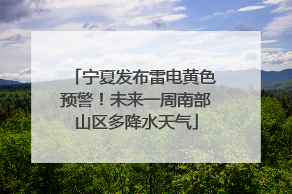 宁夏发布雷电黄色预警！未来一周南部山区多降水天气
