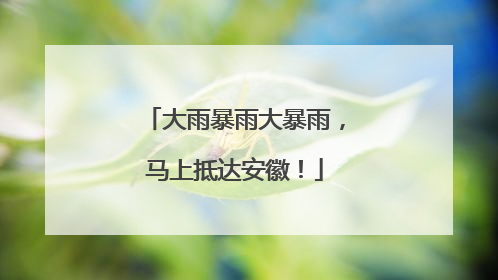 大雨暴雨大暴雨，马上抵达安徽！