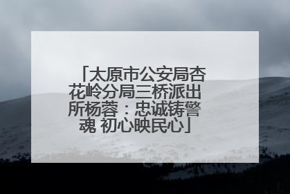 太原市公安局杏花岭分局三桥派出所杨蓉：忠诚铸警魂 初心映民心