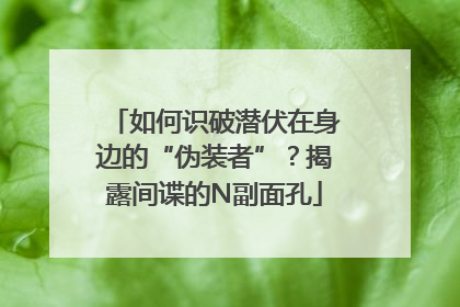 如何识破潜伏在身边的“伪装者”？揭露间谍的N副面孔