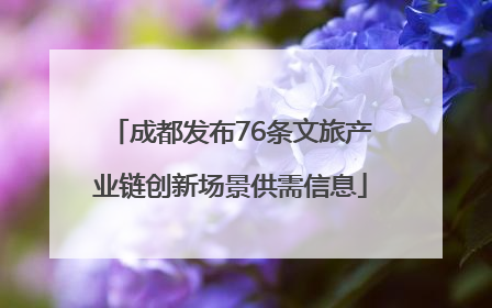 成都发布76条文旅产业链创新场景供需信息