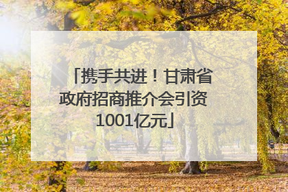 携手共进！甘肃省政府招商推介会引资1001亿元