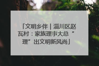 文明乡伴｜淄川区赵瓦村：家族理事大总“理”出文明新风尚