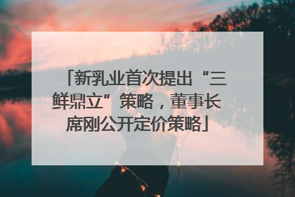 新乳业首次提出“三鲜鼎立”策略，董事长席刚公开定价策略