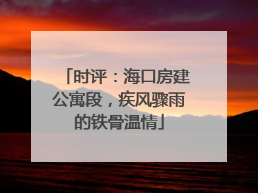 时评：海口房建公寓段，疾风骤雨的铁骨温情