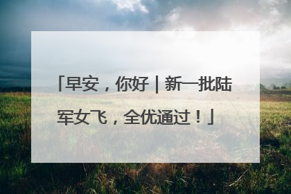 早安，你好｜新一批陆军女飞，全优通过！