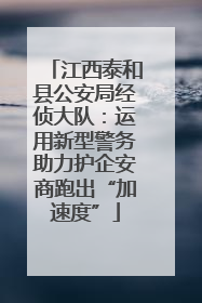 江西泰和县公安局经侦大队：运用新型警务助力护企安商跑出“加速度”