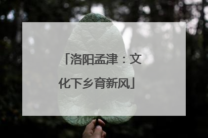 洛阳孟津：文化下乡育新风