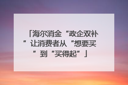 海尔消金“政企双补”让消费者从“想要买”到“买得起”