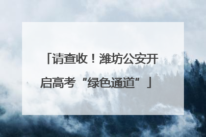 请查收！潍坊公安开启高考“绿色通道”