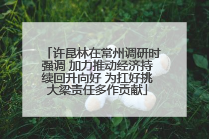 许昆林在常州调研时强调 加力推动经济持续回升向好 为扛好挑大梁责任多作贡献