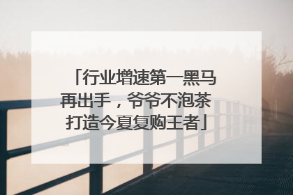 行业增速第一黑马再出手，爷爷不泡茶打造今夏复购王者