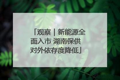 观察｜新能源全面入市 湖南保供对外依存度降低