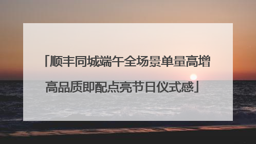 顺丰同城端午全场景单量高增 高品质即配点亮节日仪式感