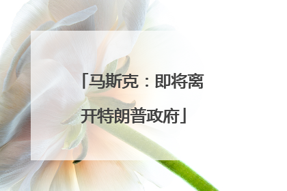 马斯克：即将离开特朗普政府