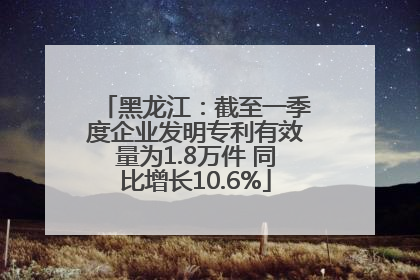 黑龙江：截至一季度企业发明专利有效量为1.8万件 同比增长10.6%