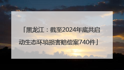 黑龙江：截至2024年底共启动生态环境损害赔偿案740件