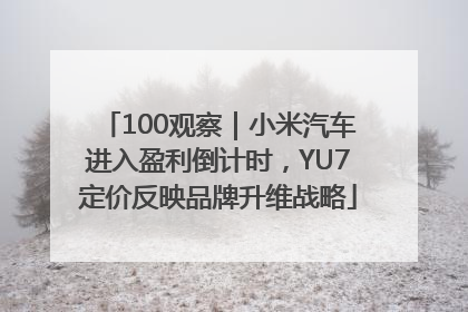 100观察｜小米汽车进入盈利倒计时，YU7定价反映品牌升维战略