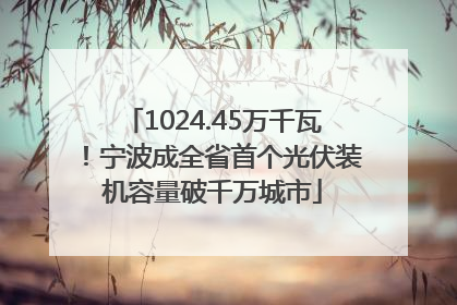 1024.45万千瓦！宁波成全省首个光伏装机容量破千万城市