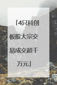 4只科创板股大宗交易成交超千万元